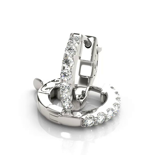 360 degree view of Lab Diamond Pavé Huggie Hoop Earrings